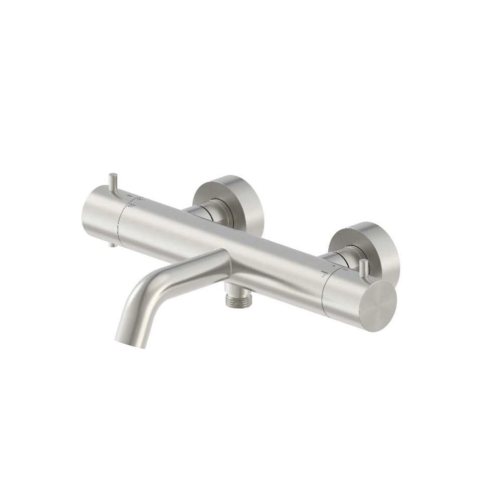 SINED Miscelatore murale in acciaio inox 316L satinato per vasca e doccia con controllo temperatura e uscita adatto per interni ed esterni modello LEVANTE