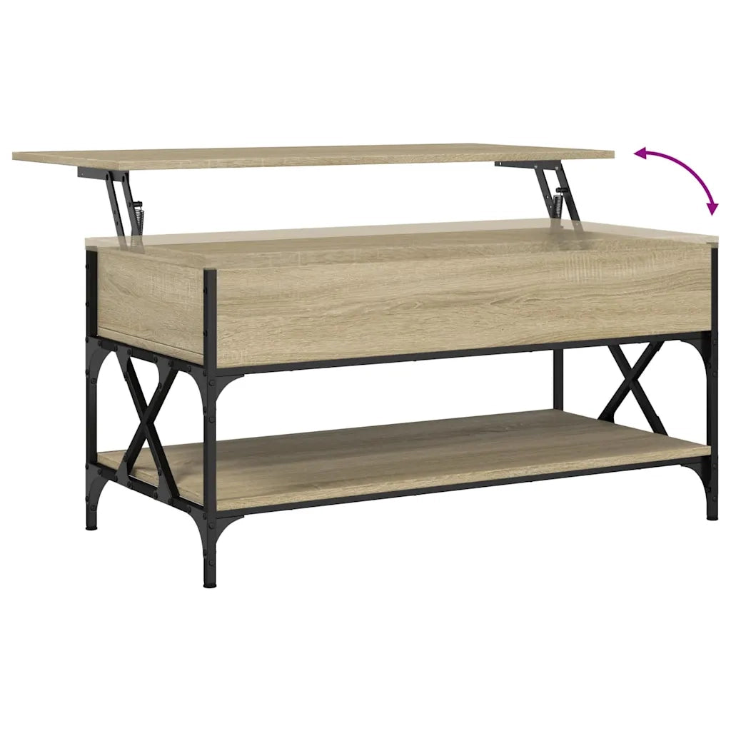 Tavolino salotto | Tavolino da caff¨¨ | Tavolino da Soggiorno Rovere Sonoma 100x50x50 cm Multistrato Metallo