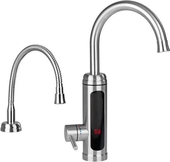 Gootsteenkraan universale con visualizzazione temperatura LED - rotativa - acciaio inossidabile