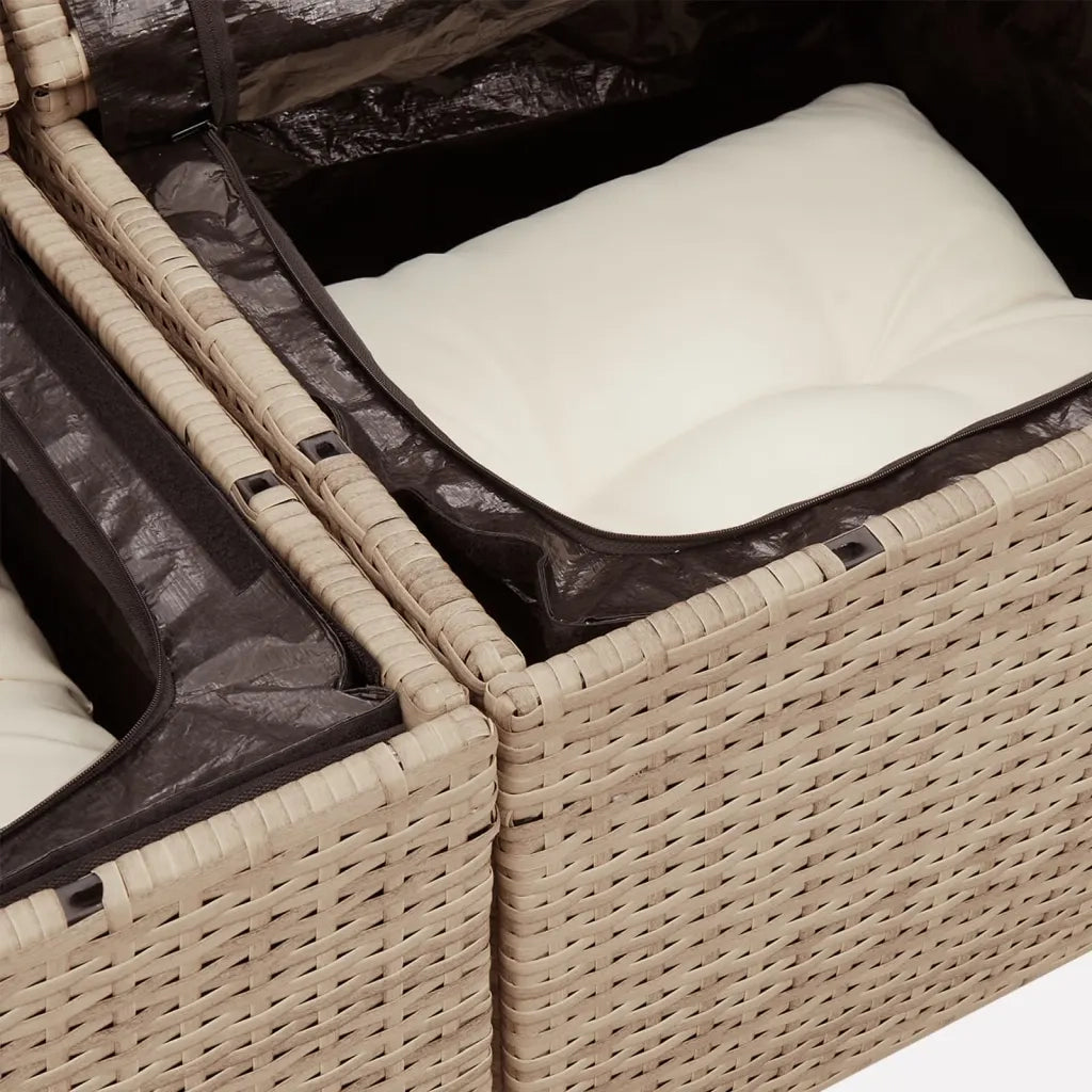 Set Divani da Giardino 14pz con Cuscini in Polyrattan Beige 3256730