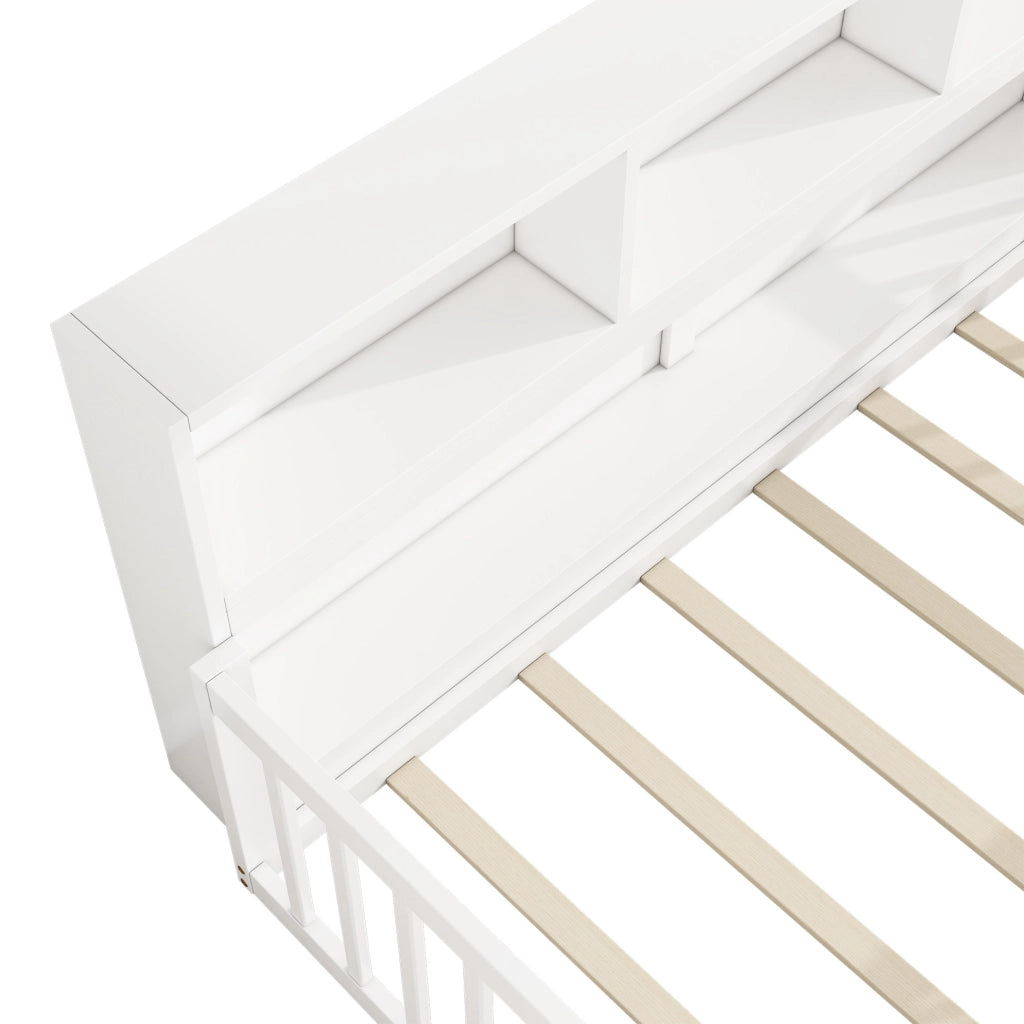 Letto daybed 90x200 cm con sponde di sicurezza e vani laterali