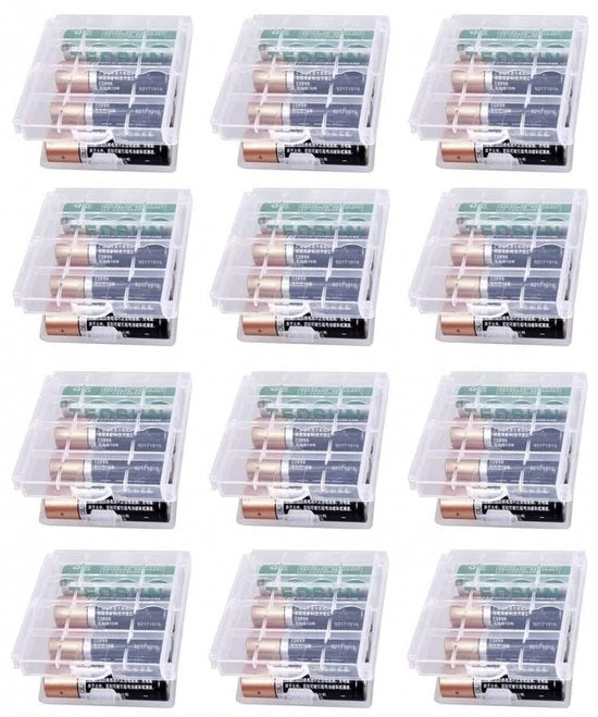 Organizzatore di accumulatori - 12 pezzi - 48 AAA compatibile - trasparente