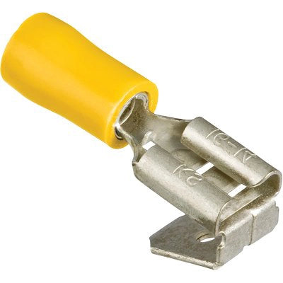 TERMINALE PIATTO MASCHIO FEMMINA A STRINGERE - GIALLO MMQ 4,0/6,0 MM 6,3 CF=PZ 10- 12 confezioni