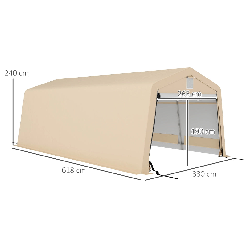 Tenda Garage Carport ¨C zephmum ¨C 6,2x3,3x2,4 m Acciaio Galvanizzato PE 150 g/m2