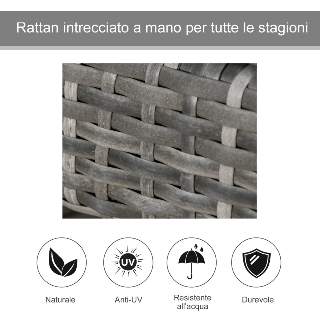Set 2 Sdraio da Giardino ¨C Minimal ¨C Grigio con Cuscini Imbottiti