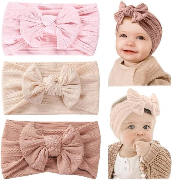 Set di 3 Cinturini per Capelli in Nylon con Bowknot per Bambine