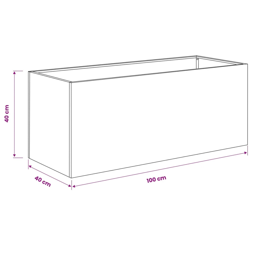 Vaso da giardino 2 pz Nero 100 x 40 x 40 cm 8005247