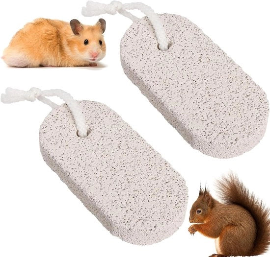 Due pezzi di giocattolo da masticare per hamster pietra da masticare pietra minerale roccia per la cura dei denti per hamster, chinchilla, ratto, coniglio, pappagallo