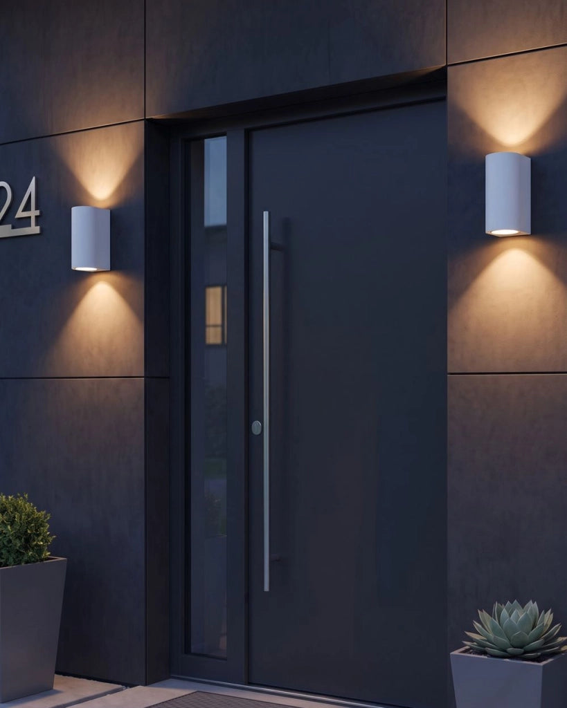 Set di 2 lampade LED da esterno per pareti esterne 21 cm in metallo e alluminio bianco design moderno