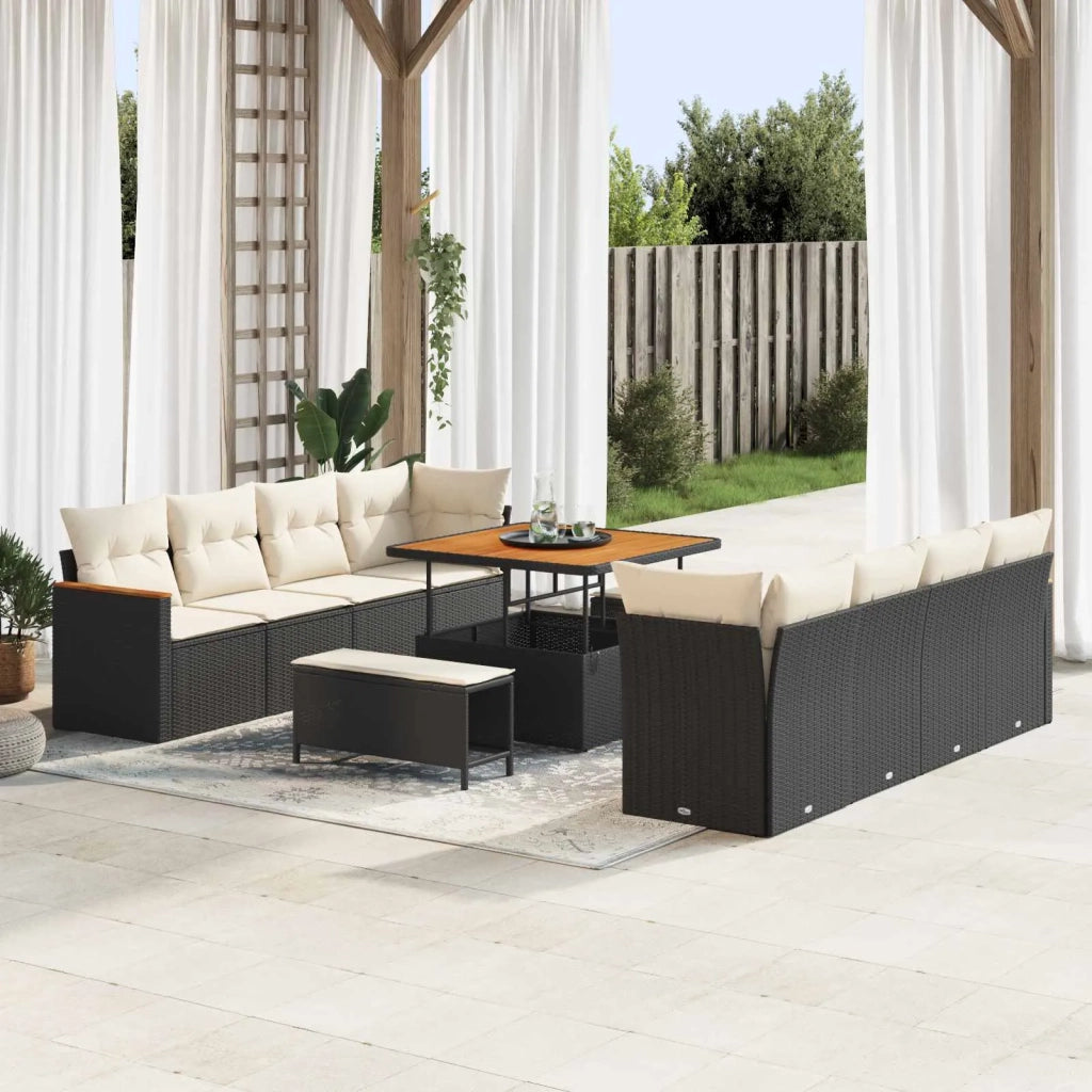 Set Divano da Giardino 11 pcs Nero polyrattan 3362895