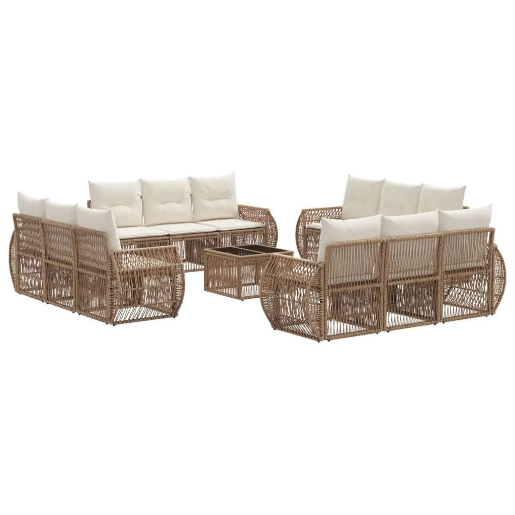 Set Divano da Giardino 13 pz Beige e Bianco Crema polyrattan 3435372