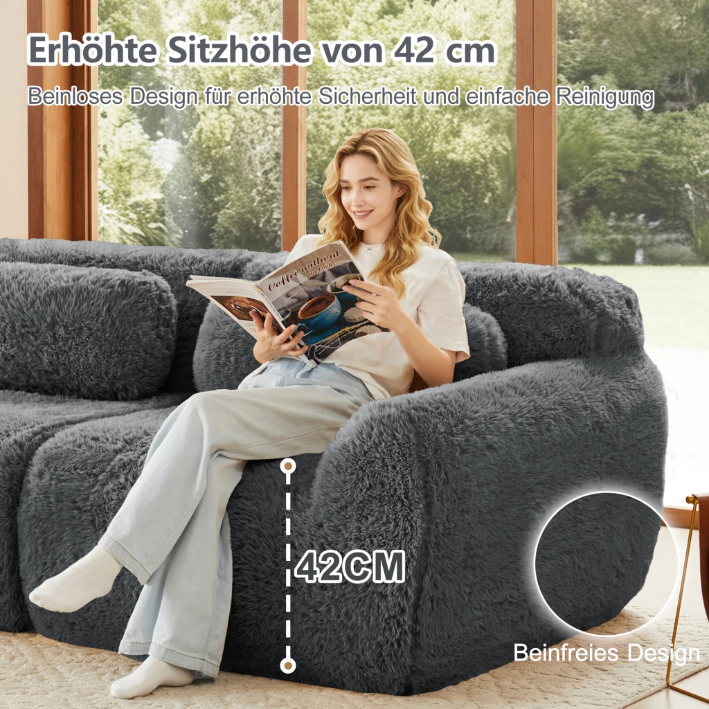 OKWISH Divano Modulare, Design Senza Struttura con Seduta Ampia, Configurazione Flessibile e Base Antiscivolo, Peluche Grigio
