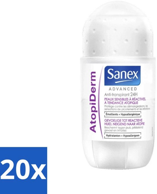 20 x Deodorante a Rotolo Avanzato - 24h Antitranspirante - Per Pelli Sensibili - 50 ml - Pelle Sensibile - Deodorante Sensibile - 24h Protezione