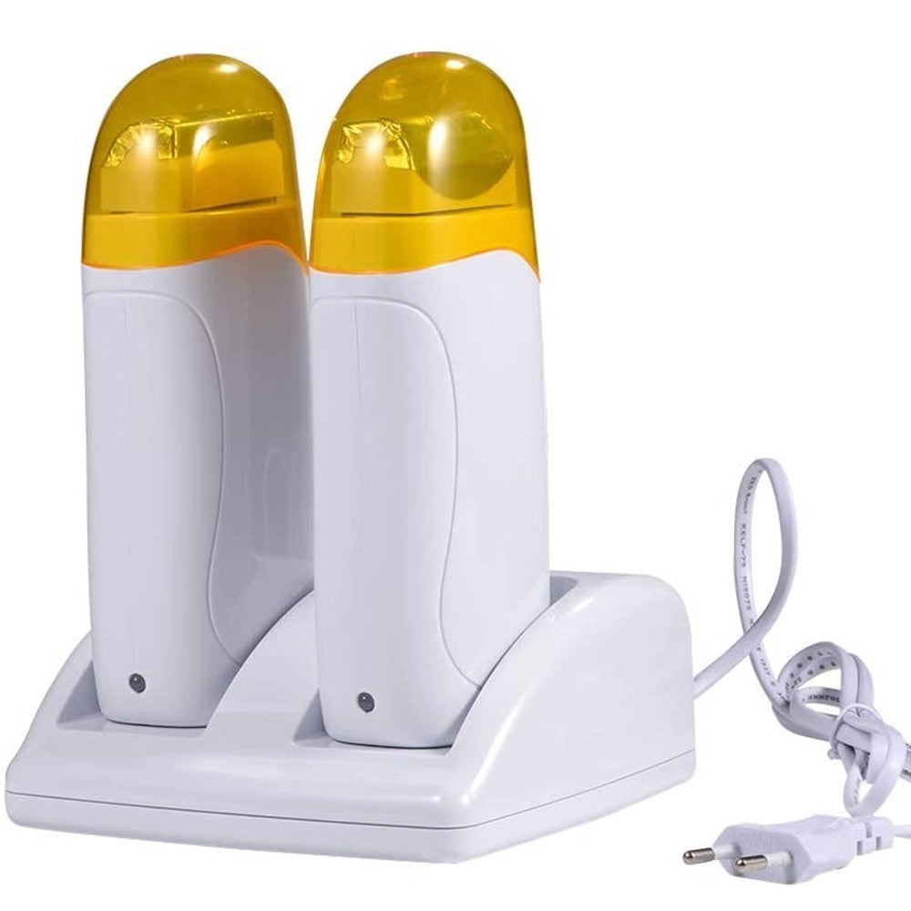 Trade Shop - Kit Doppio Scaldacera Rullo + Ricarica Base Per Strisce Depilatorie Cera Ceretta -