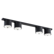 Plafoniera Moderna 4 Luci Faretti Ptah In Acciaio Nero