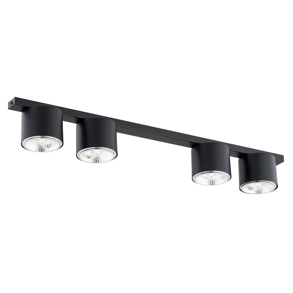 Plafoniera Moderna 4 Luci Faretti Ptah In Acciaio Nero