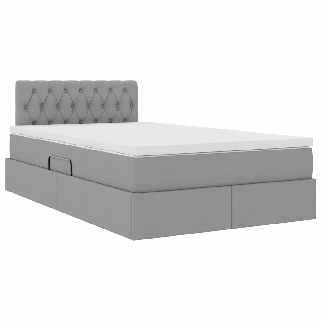 Letto con contenitore e LED Grigio chiaro 120 x 190 cm Tessuto 3371193