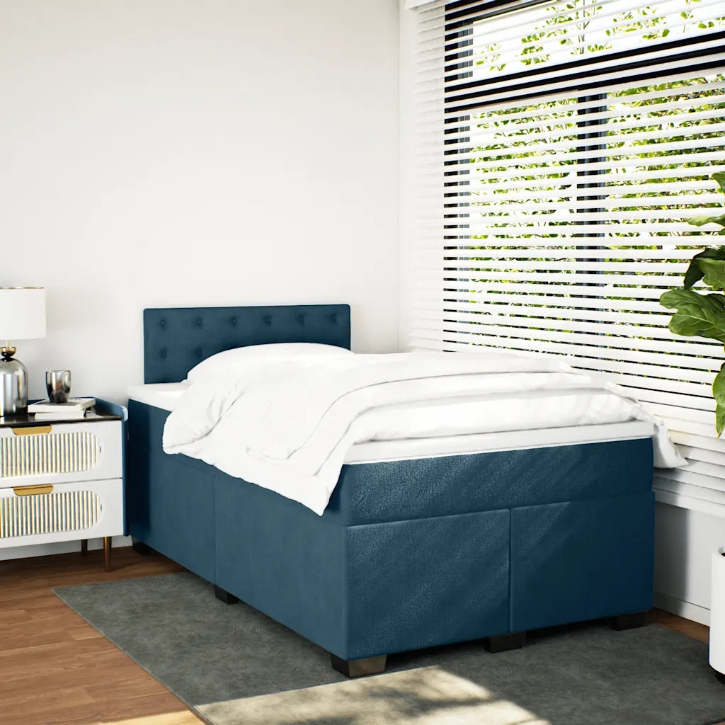 Giroletto a Molle con Materasso Blu Scuro 120x200 cm in Velluto 3286298