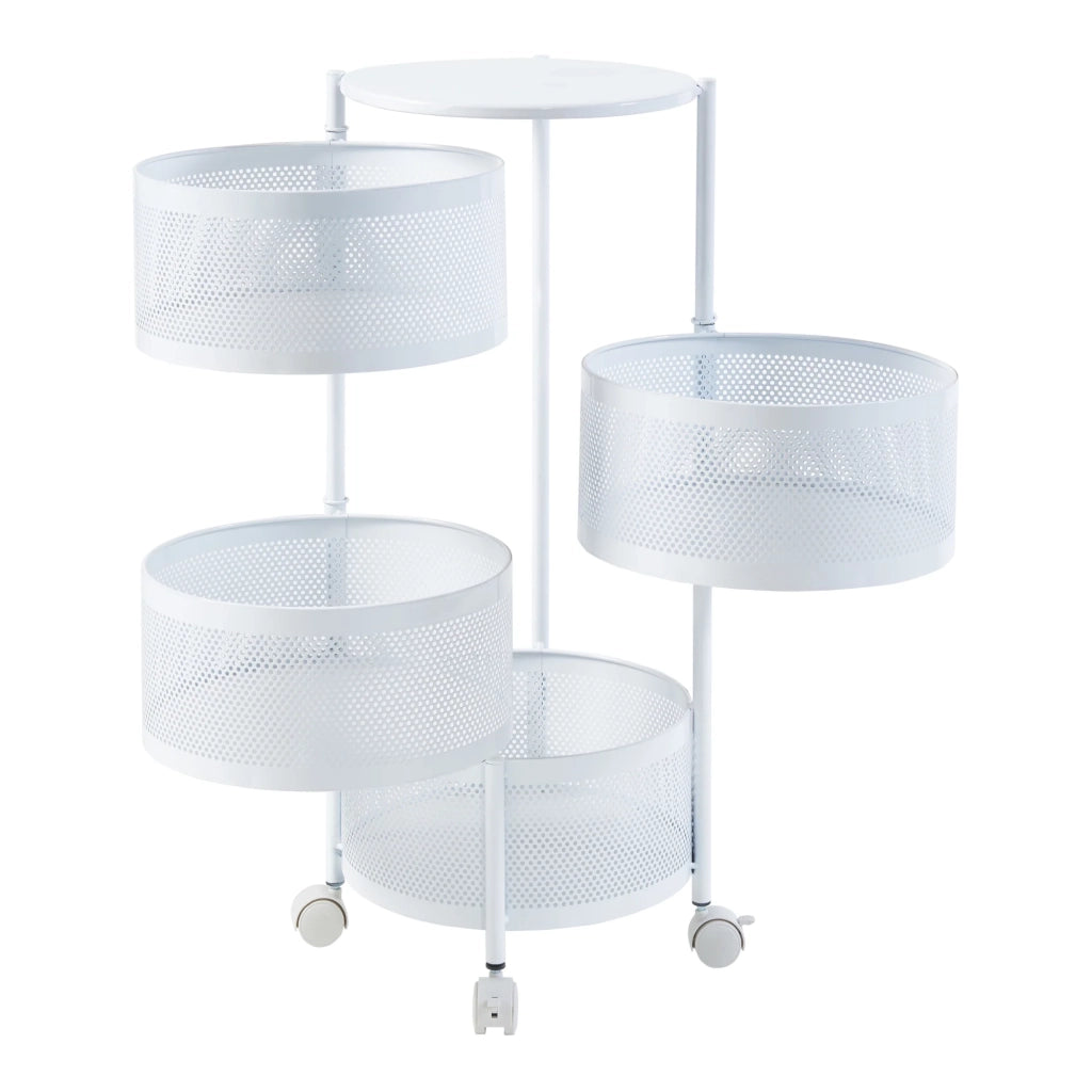 Carrello di servizio carrello da cucina/soggiorno mobile contenitore a 4 ripiani acciaio 75 x 33 cm bianco 03_0009247