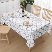Tavolo coprente, lavabile, rettangolare, 140 x 220 cm, poliestere, idrorepellente, effetto lotus, marocchino, tovaglioli da tavolo, idrorepellente, lavabile, coprente per tavolo all'aperto, festa, cucina, bianco