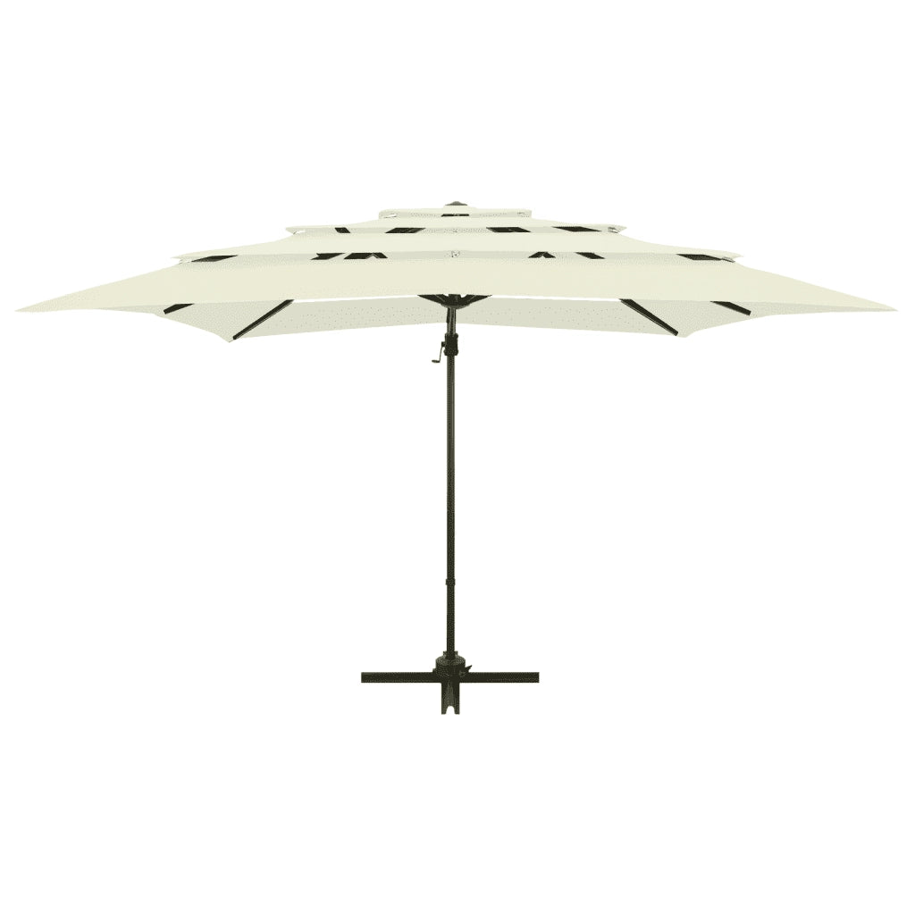 Ombrellone a Sbalzo 4 Livelli Palo Alluminio 250x250 cm Sabbia