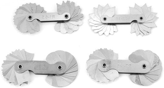 Straalmeter per misurazione di superfici convesse e concave, R0,3-1,5/R1-6,5/R7-14,5/R15-25 con 4 rvs radiometri.