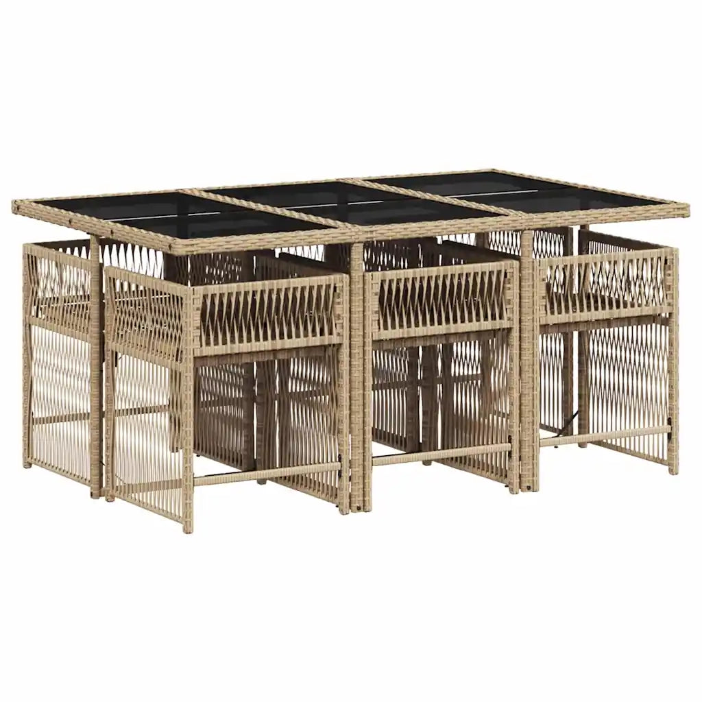Set Pranzo da Giardino 7 pz con Cuscini Beige Misto Polyrattan 3211632