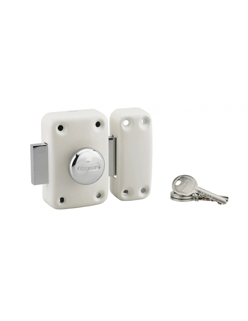 Chiavistello APACHE con pomolo e cilindro 45 mm, bianco, 3 chiavi – THIRARD