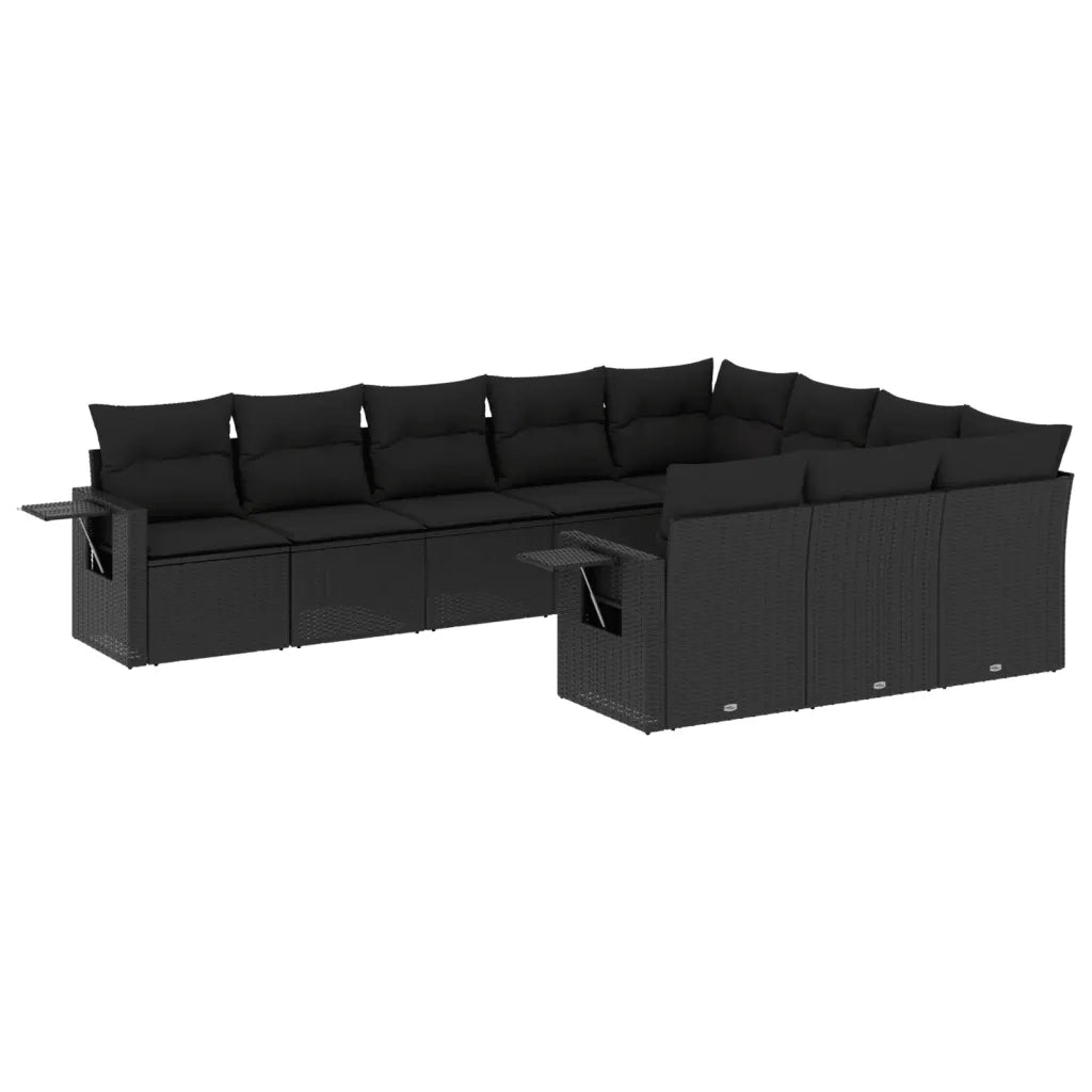 Set Divani da Giardino 10pz con Cuscini in Polyrattan Nero 3220684