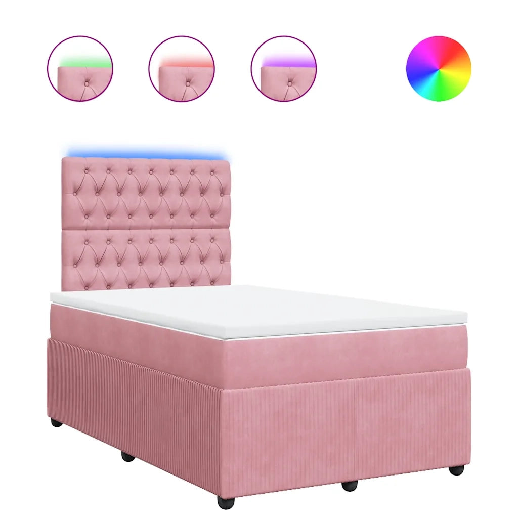 Giroletto a Molle con Materasso Rosa 120x200 cm in Velluto