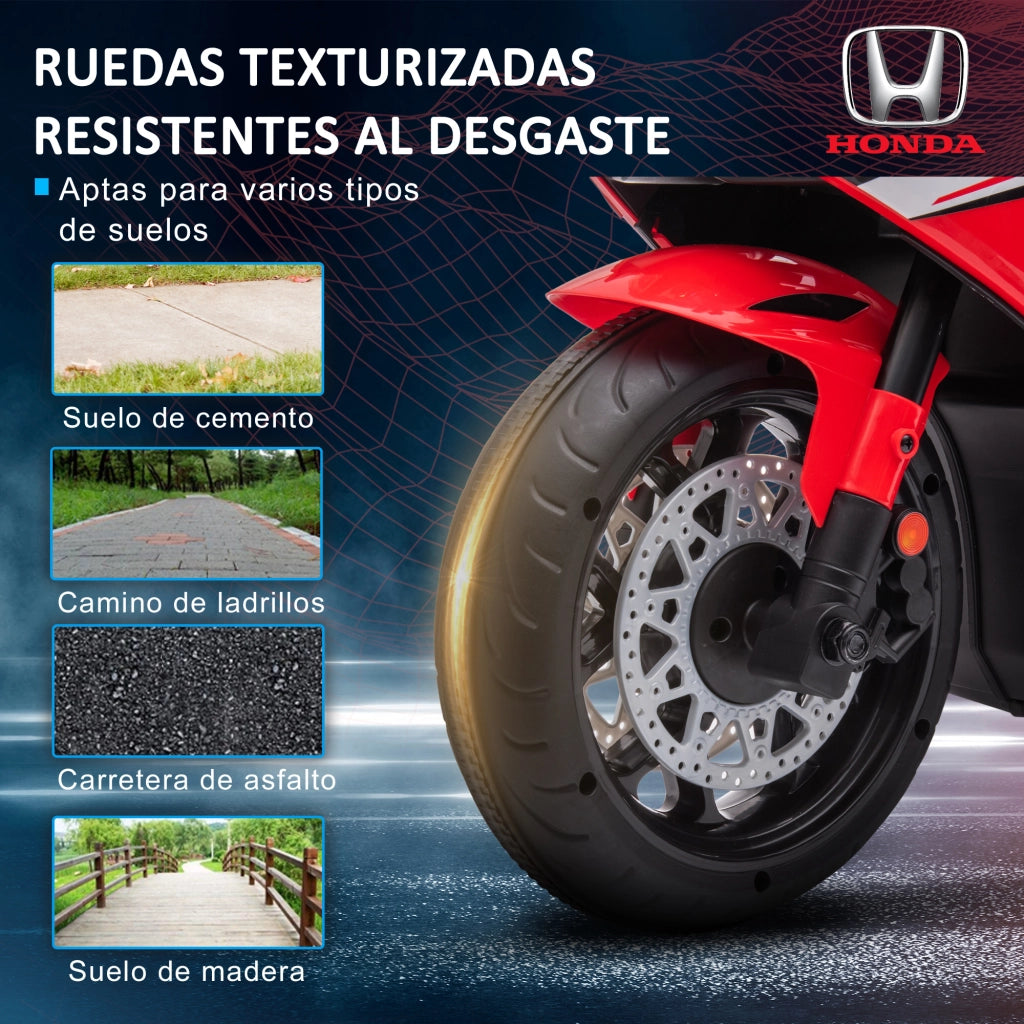 Moto Elettrica Bambini Honda 3-5 Anni ¨C Xylo ¨C Rosso con Fari Clacson Musica Ruote 90x44x52cm