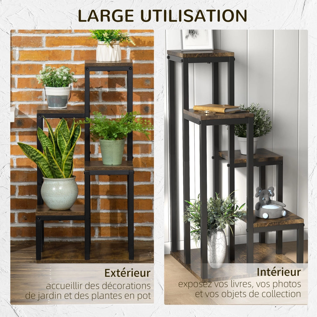 Scaffale per piante 4 ripiani ¨C Zephmum ¨C Nero metallo 40x40x81 cm