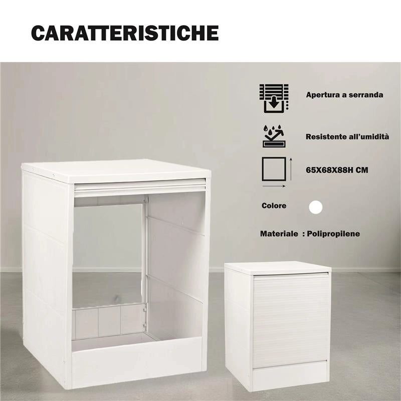 MOBILE COPRILAVATRICE SINGOLO CON APERTURA A SERRANDA DIMENSIONE 65X68X88H CM COLORE BIANCO