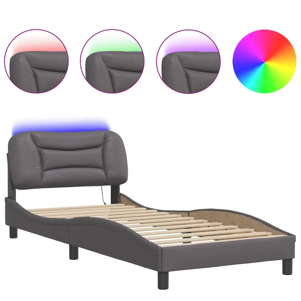 Giroletto con LED senza Materasso-Struttura Letto Hvar Grigio 80x200 cm