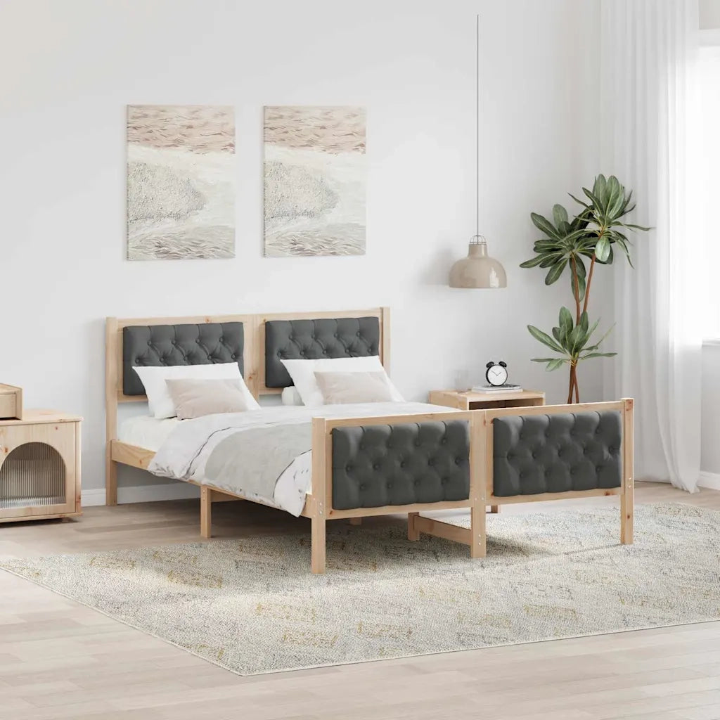Struttura del letto Grigio scuro 140 x 190 cm Pino massello 3394294