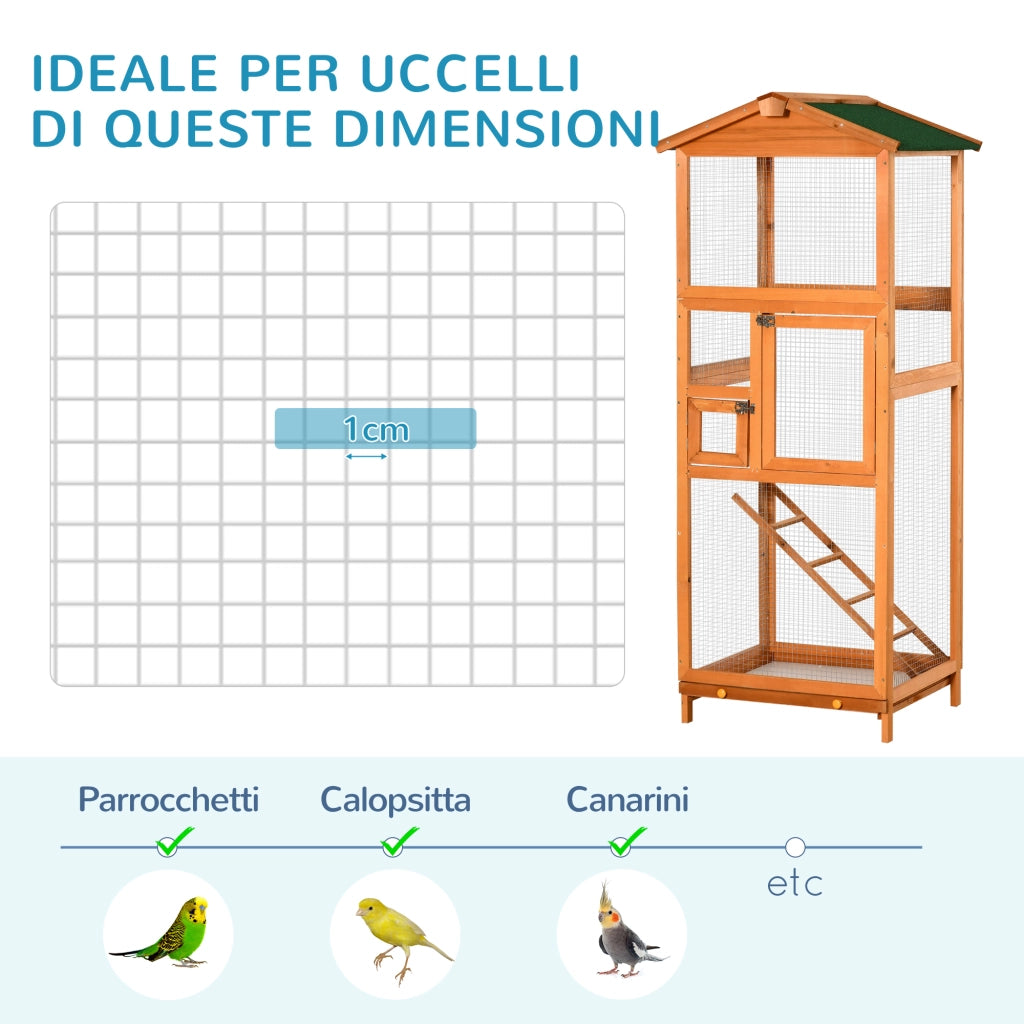 Gabbia per Uccelli in Legno da Esterno ¨C Minimal ¨C Arancione 165cm