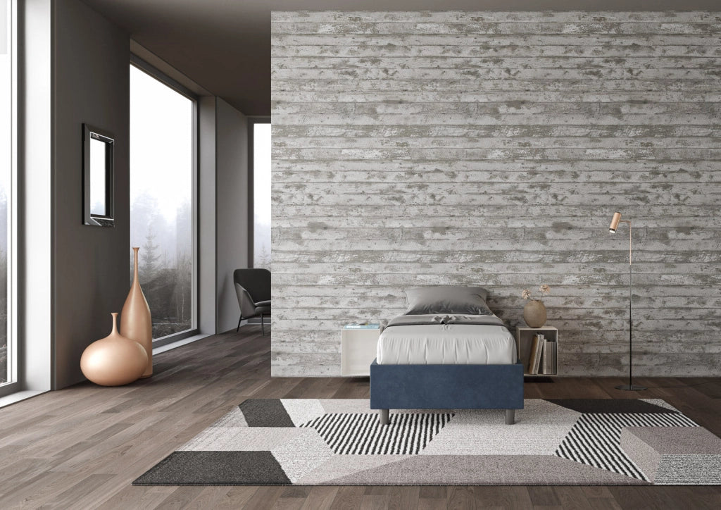 Letto 1 Piazza e Mezzo Sommier 120x200 cm con Rete e Contenitore Azelia Blu