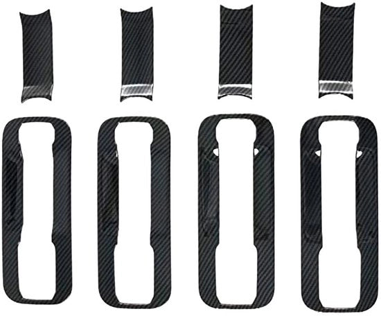 Accessori per portiere 8 pezzi - ABS Nero/Argento - Telaio in fibra di carbonio - Adesivo 3M - Per Ford F150 2015-2019 - Portoncino automatico per esterno - Decorazione per maniglione portiera