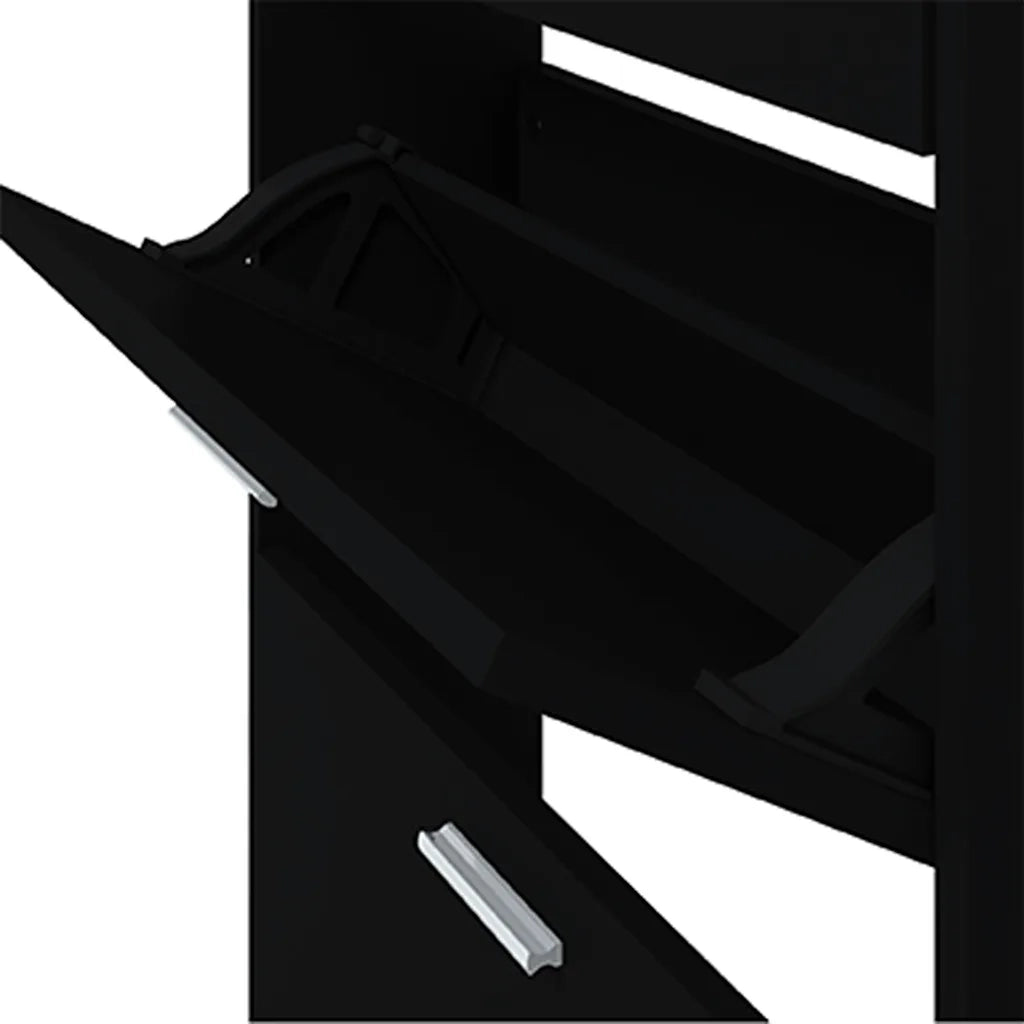 Scarpiera Nera 59x17x150 cm in Legno Multistrato 342520