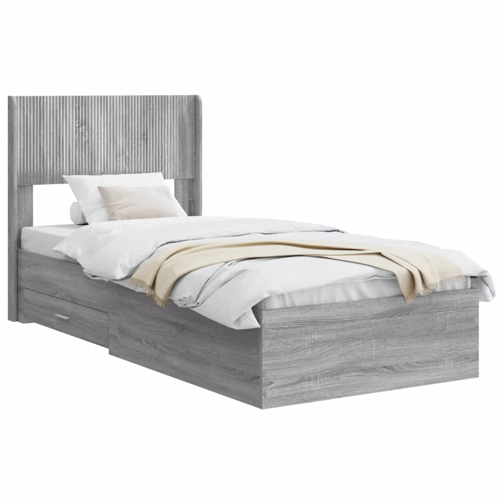 Struttura del letto con stoccaggio e testata Sonoma grigio 3414528
