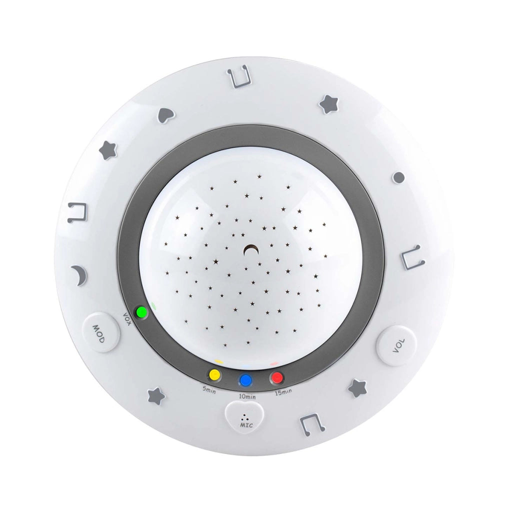 Luce notturna musicale per bambini modello BC-125GS con ninne nanne e rilevamento sonoro Bianco / Grigio Alecto