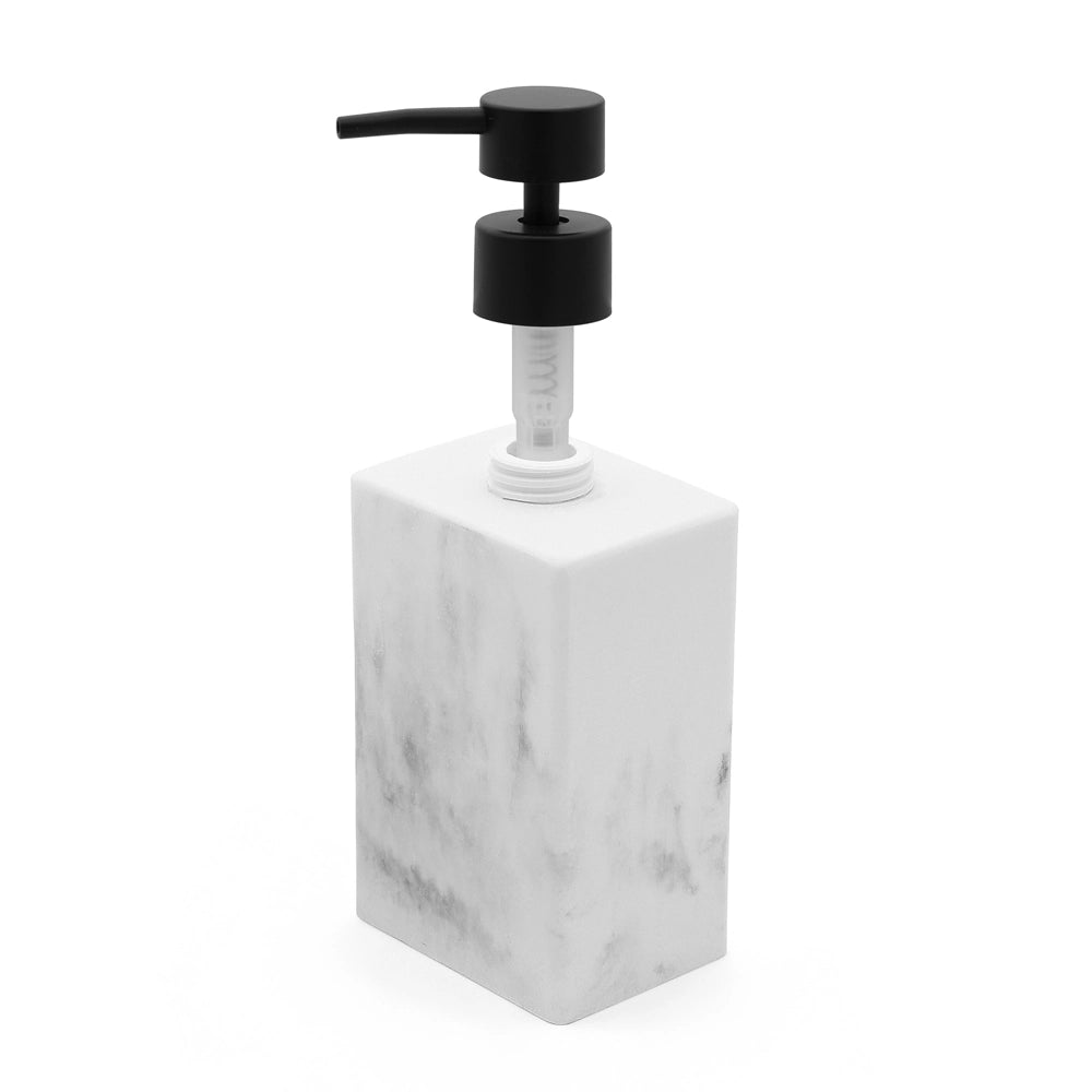 Set accessori bagno 4 pezzi in poliresina marmorizzata bianca Marmo