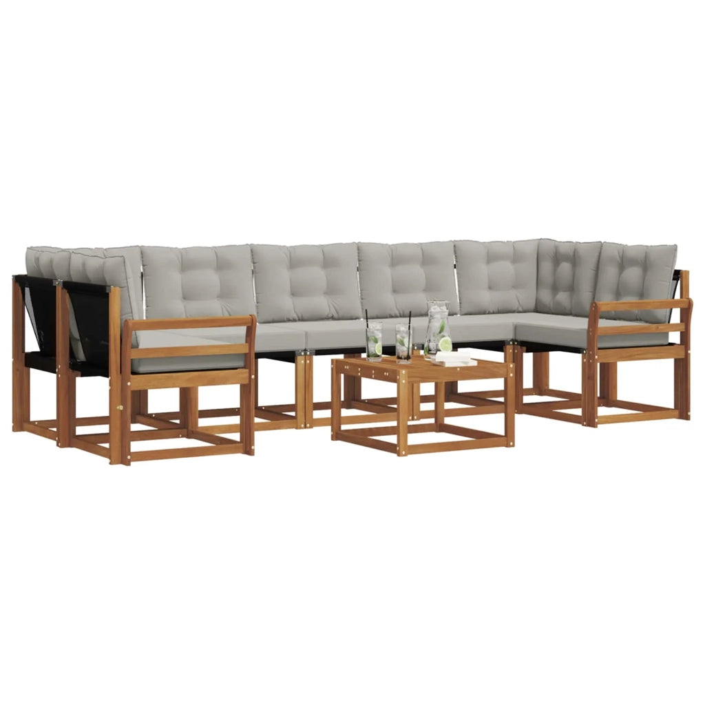 Set di divani da esterno 8 pcs Grigio Naturale e Chiaro 3368498