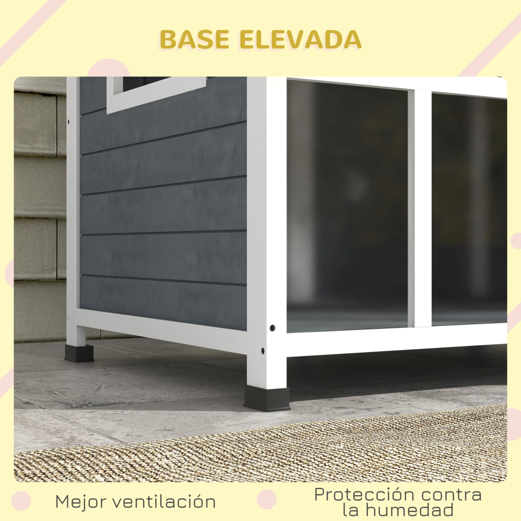 Cuccia per Cani Piccoli con Tetto Apribile in Acrilico e Fondo Rimovibile ¨C Xylo ¨C 101x66,5x70,5 cm Grigio Scuro
