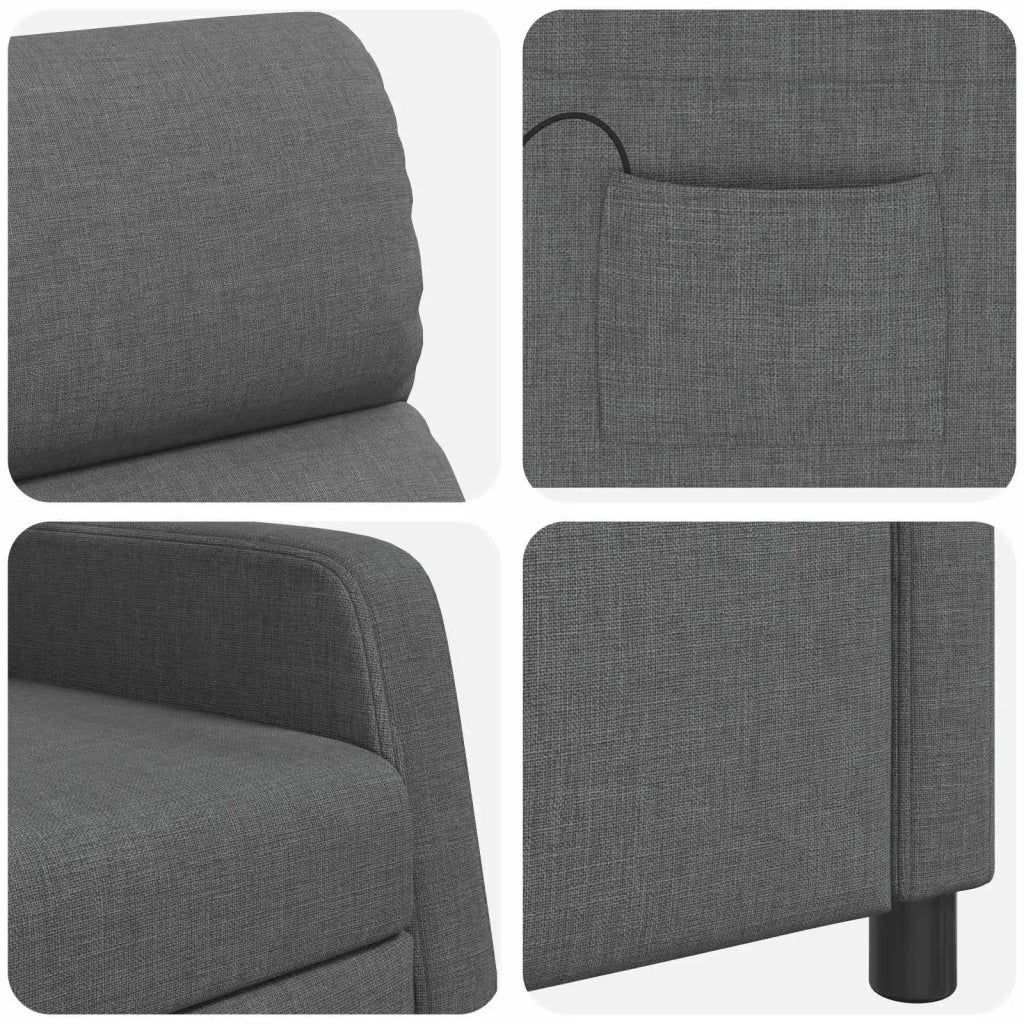 Poltrona Massaggiante Grigio Scuro Tessuto 42035098
