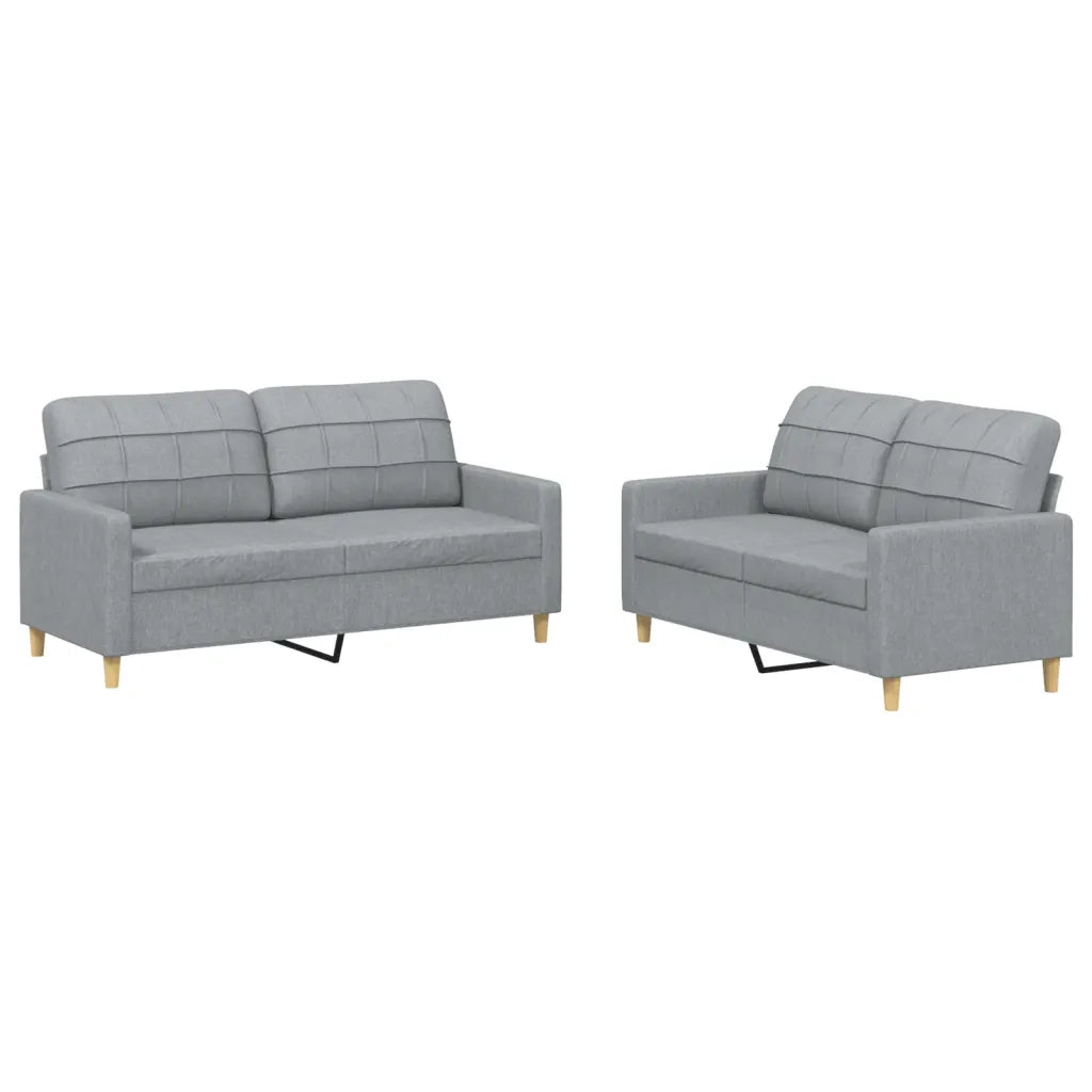 Set di Divani 2 pz con Cuscini Grigio Chiaro in Tessuto 3201274