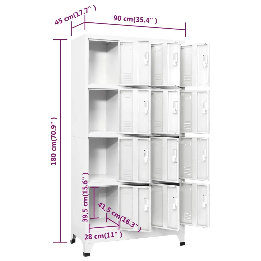 Armadietto a Chiave con 12 Scomparti 90x45x180 cm 244476