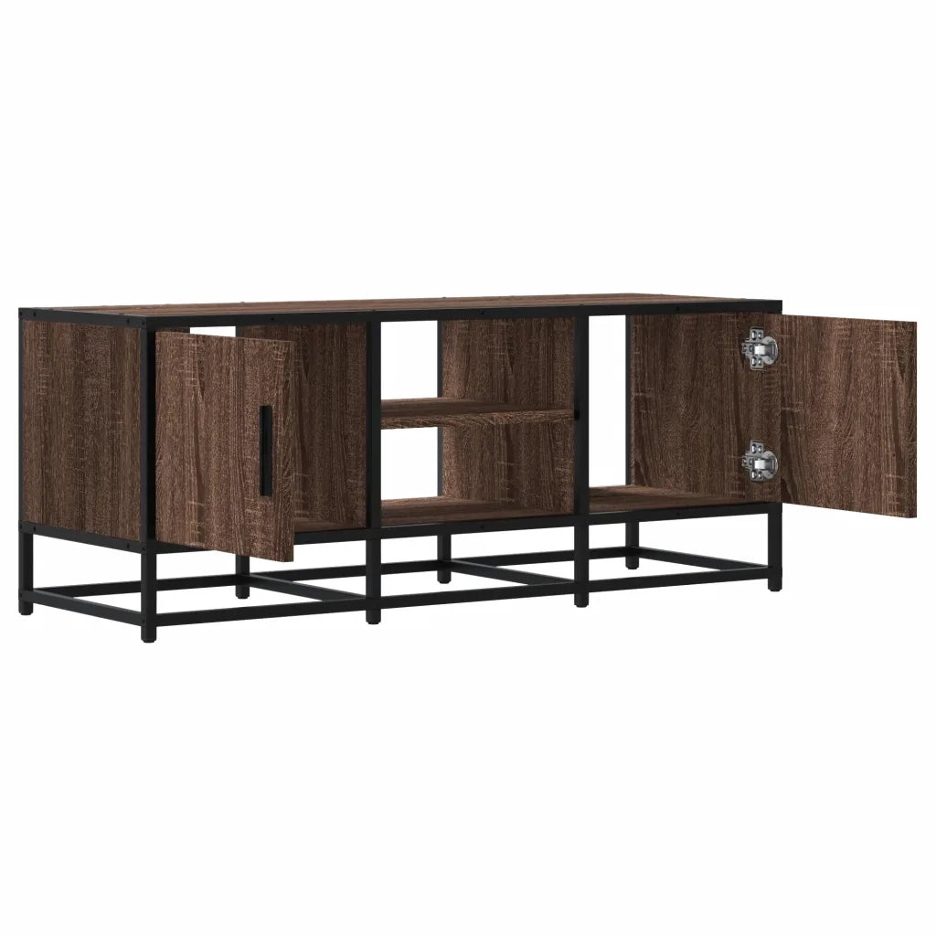 Mobile TV Rovere Marrone 100x35x41 cm Legno Multistrato Metallo 848838