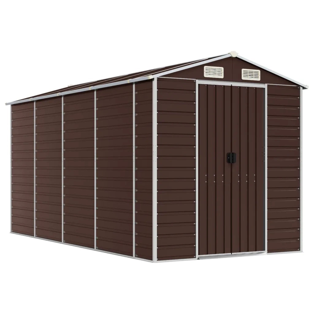 Casetta da giardino marrone 191x385x198 cm in acciaio zincato 3188267