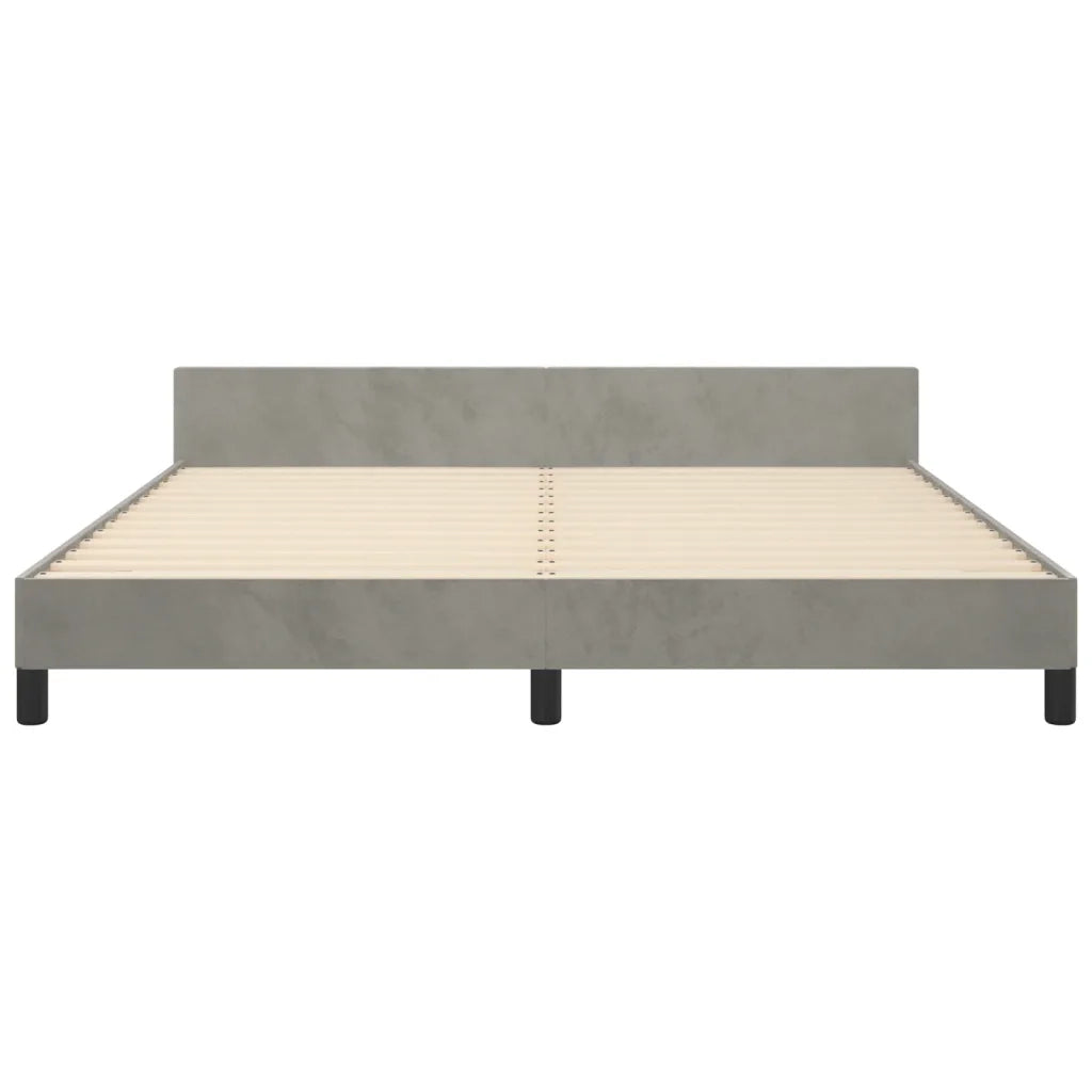 Letto matrimoniale | Letto per adulti | Giroletto senza Materasso Grigio Chiaro 160x200 cm Velluto